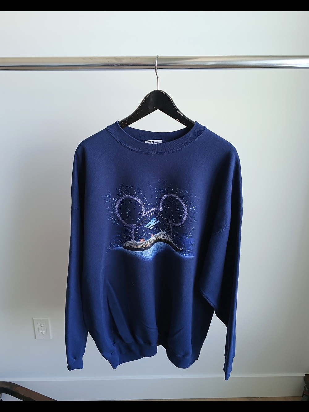 VTG 90s Disney Cruise Line Sweatshirt 2XL Dark Blue Mickey Mouse Oversized